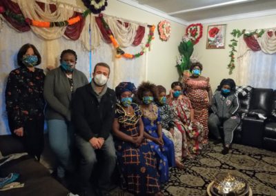 Through a grant from the Gifford Foundation, the Congolese Women of Vision, Integrity, and Action have been making protective masks by hand using traditional African patterns.