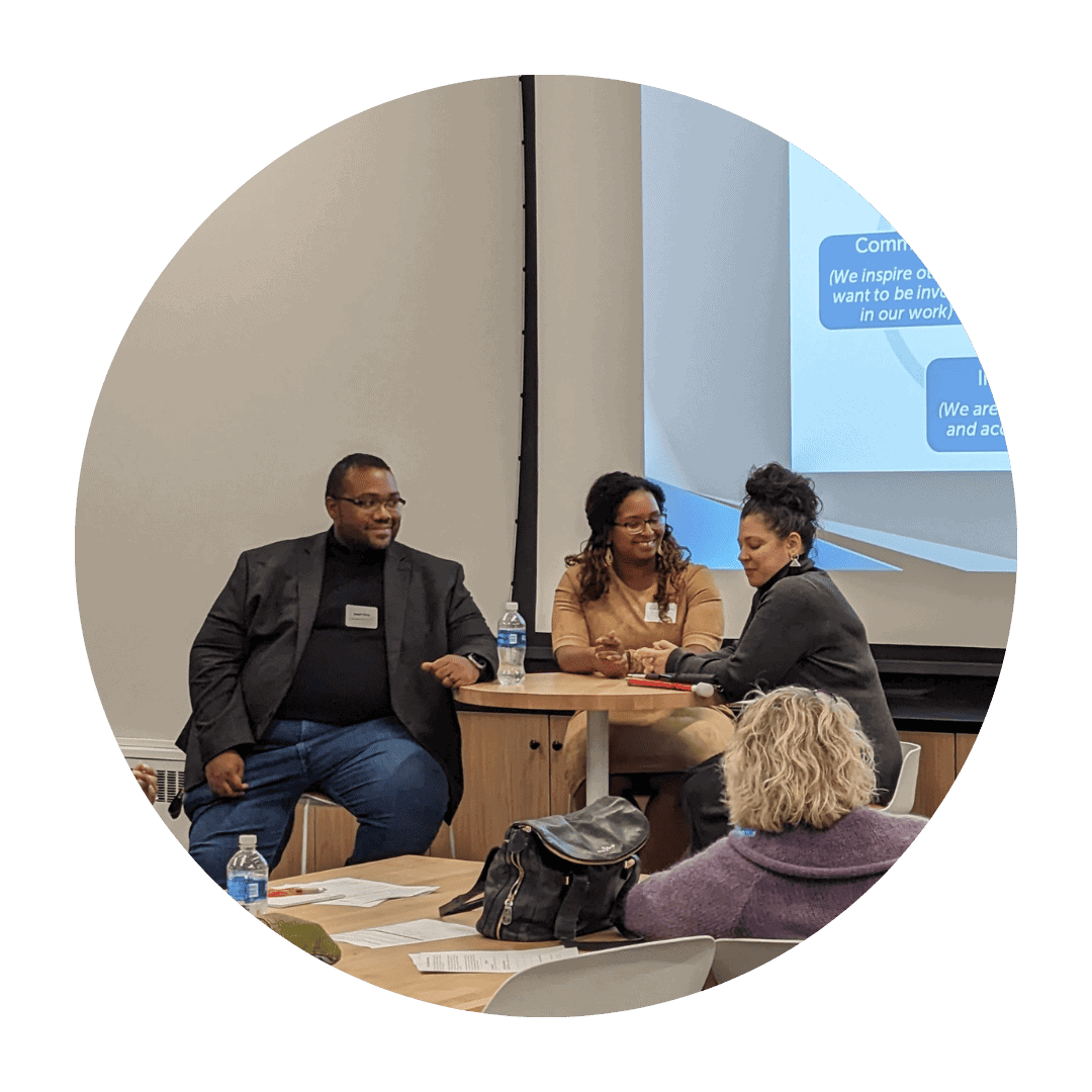An image of three panelists talking about their experiences as board members and NTL graduates at the 2022 Board Development Series.